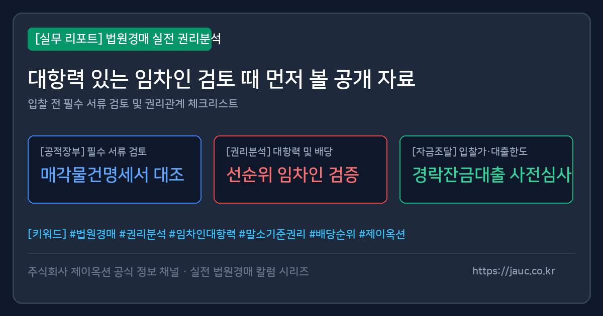 법원경매 임차인 검토용 공개 자료 체크리스트 그래픽