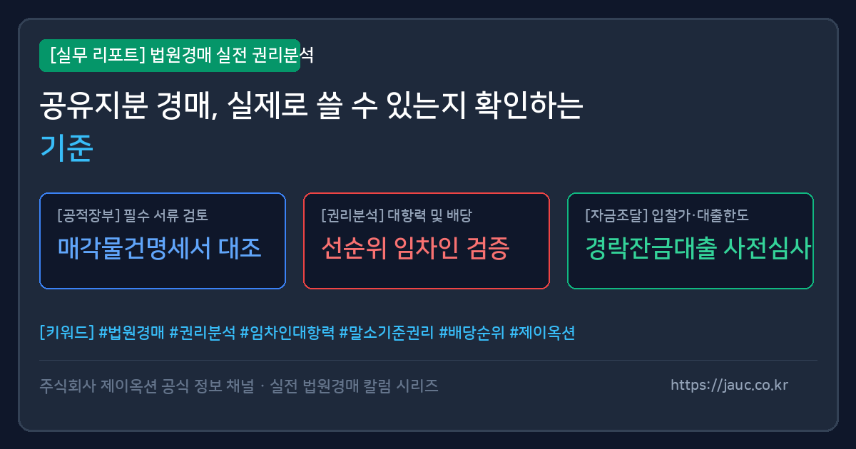 공유지분 경매 이용 가능성 체크리스트 그래픽