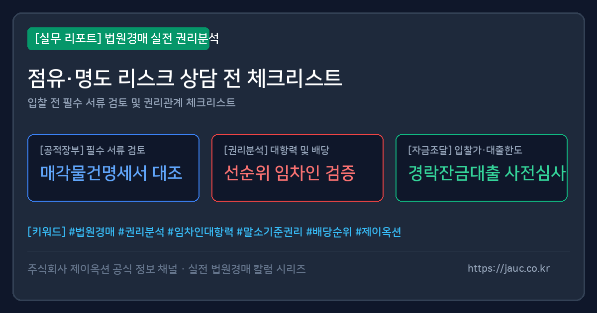 법원경매 점유와 명도 리스크 체크리스트 문서형 그래픽