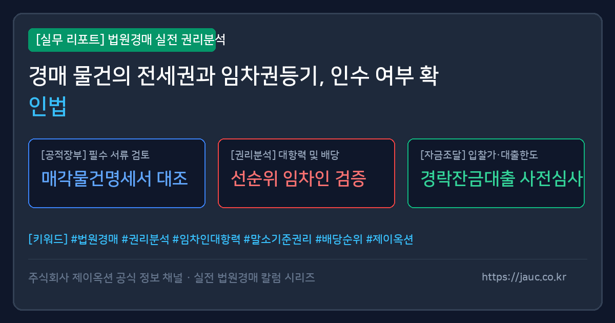 전세권과 임차권등기 경매 물건 분석 체크리스트 그래픽