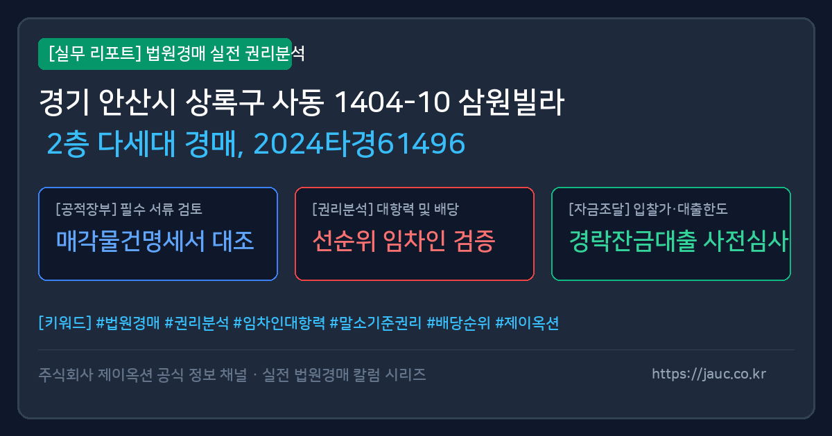 상록 다세대 경매 물건의 확인 포인트를 정리한 안내 그래픽