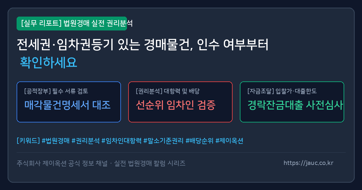 전세권과 임차권등기 확인 항목을 정리한 경매 물건 체크리스트 문서형 이미지