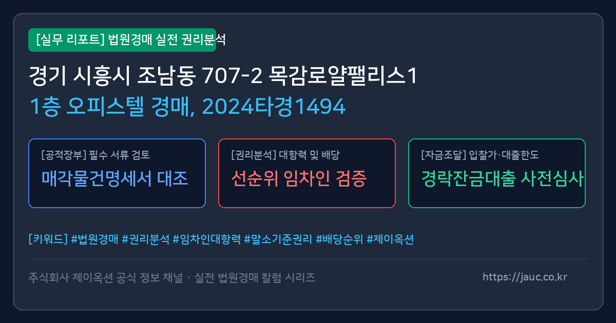 시흥 오피스텔 경매 물건의 확인 포인트를 정리한 안내 그래픽