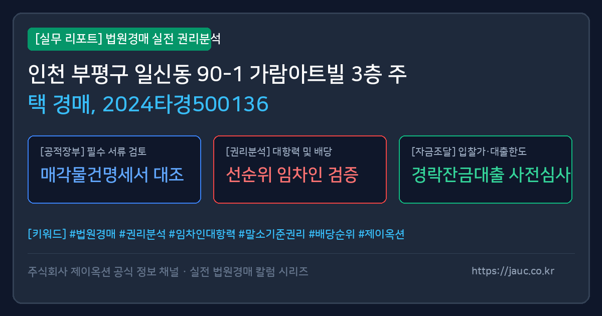 부평 주택 경매 물건의 확인 포인트를 정리한 안내 그래픽