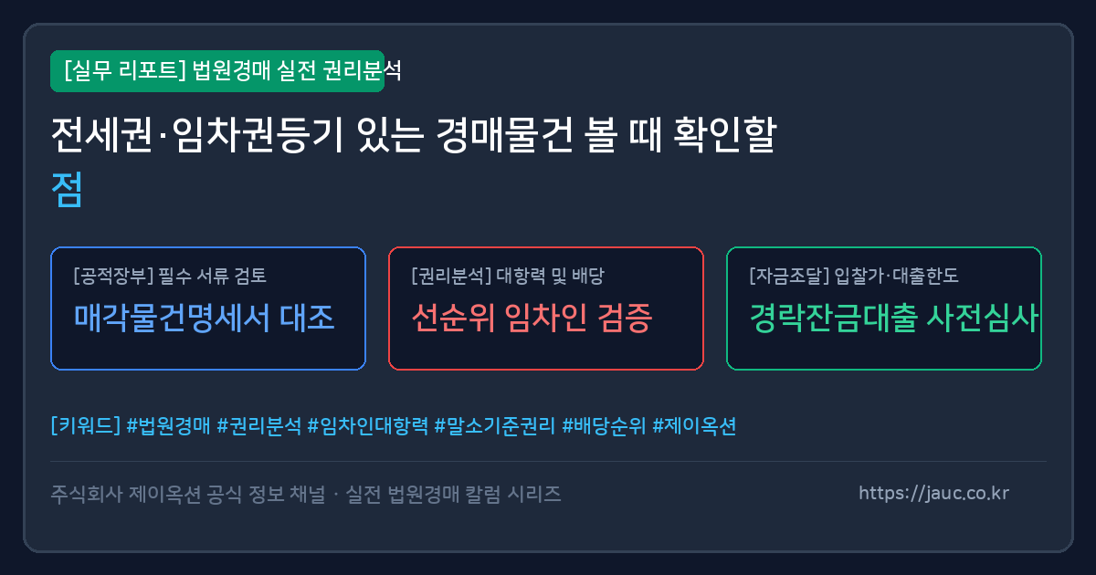 전세권과 임차권등기 확인 항목을 정리한 체크리스트 형태의 문서 그래픽