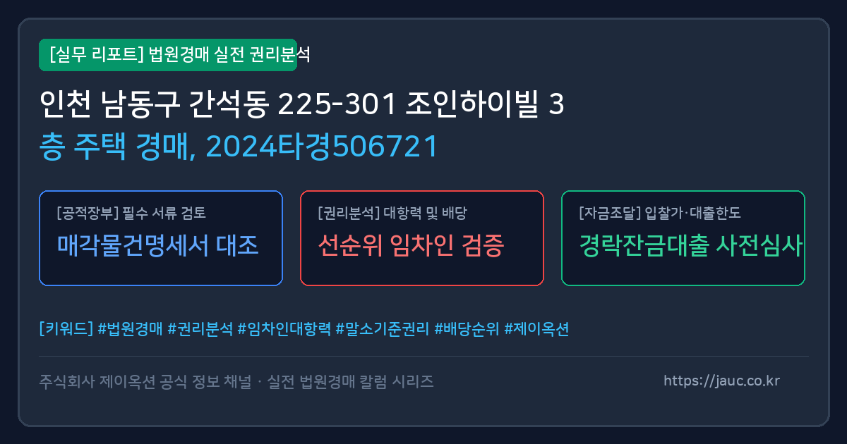 남동 주택 경매 물건의 확인 포인트를 정리한 안내 그래픽