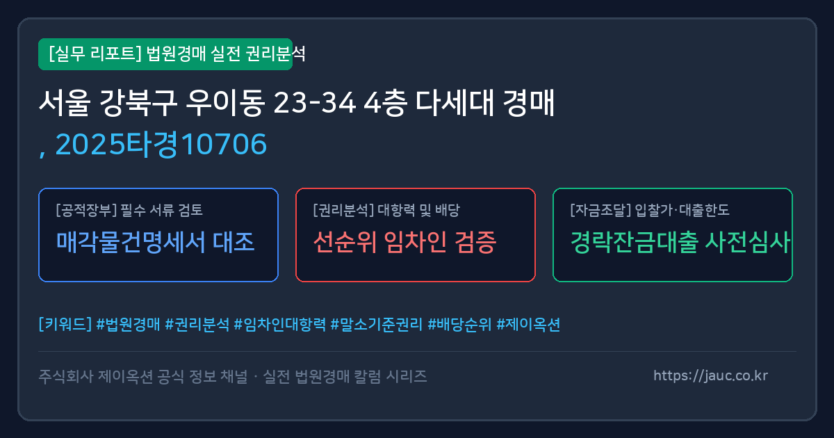 강북 다세대 경매 물건의 확인 포인트를 정리한 안내 그래픽