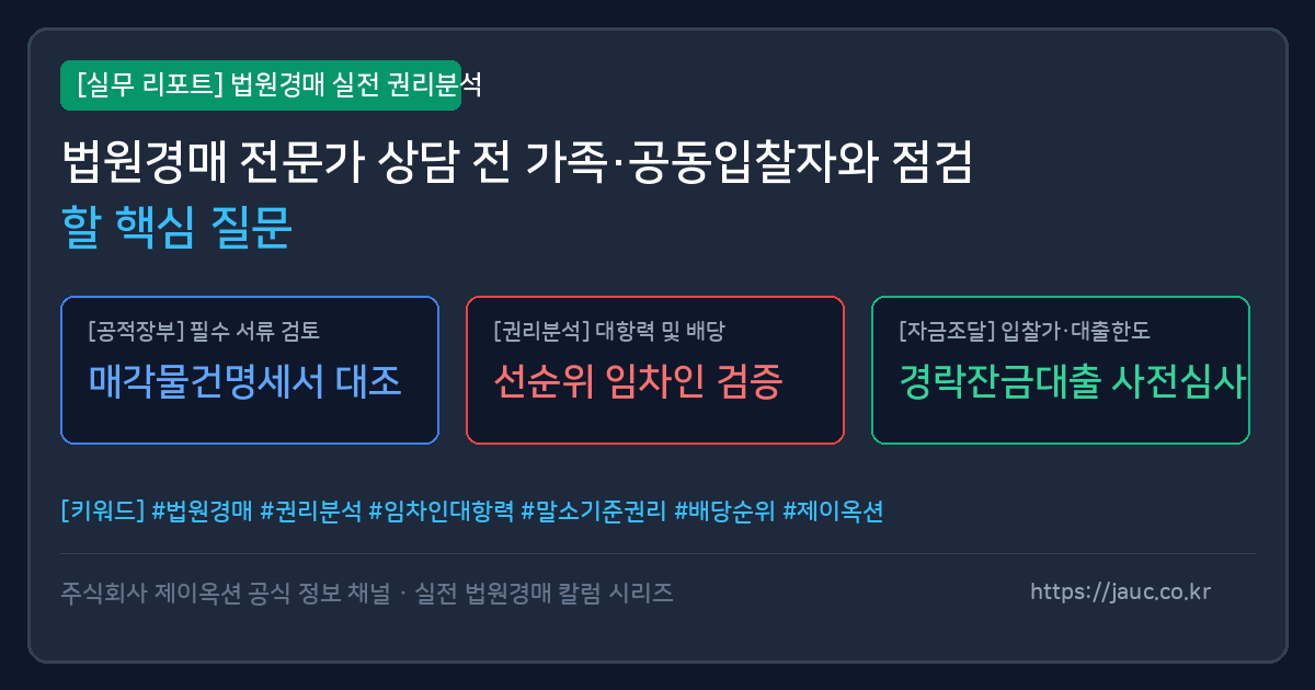 법원경매 상담 전 가족 및 공동입찰자 체크리스트 인포그래픽