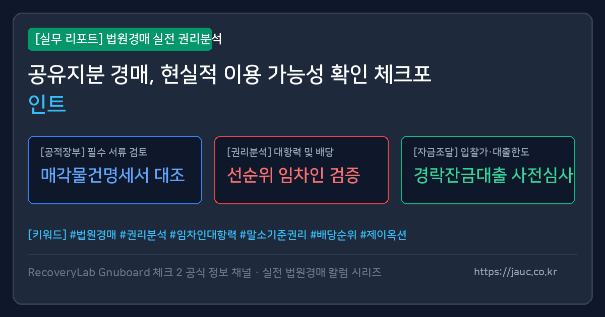 공유지분 경매 확인 항목을 정리한 체크리스트형 안내 이미지