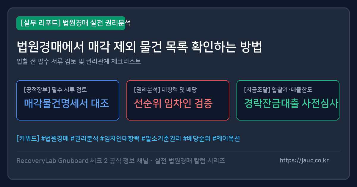 법원경매 매각 제외 물건 확인용 체크리스트 그래픽