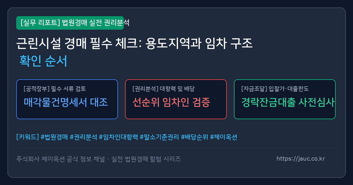 근린시설 경매 입찰 시 용도지역과 임차 구조를 확인하는 4단계 체크리스트 그래픽