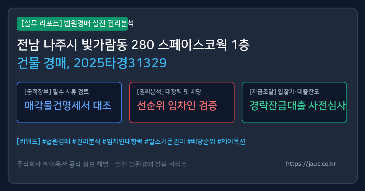 나주 건물 경매 물건의 확인 포인트를 정리한 안내 그래픽