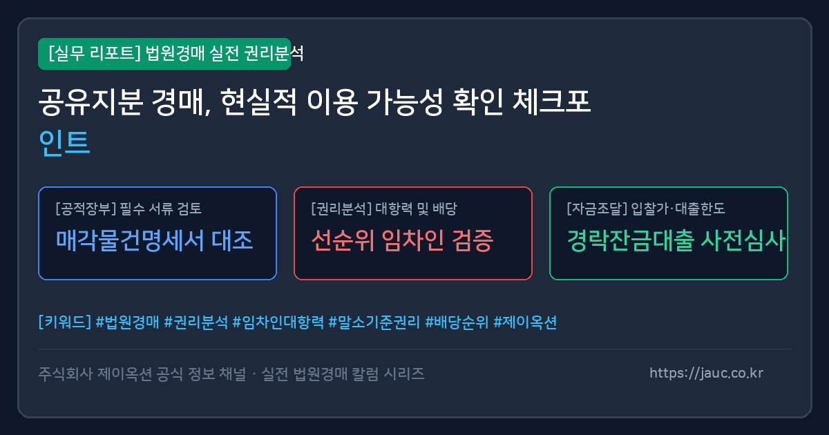 공유지분 경매 검토 체크리스트를 정리한 문서형 대표 이미지