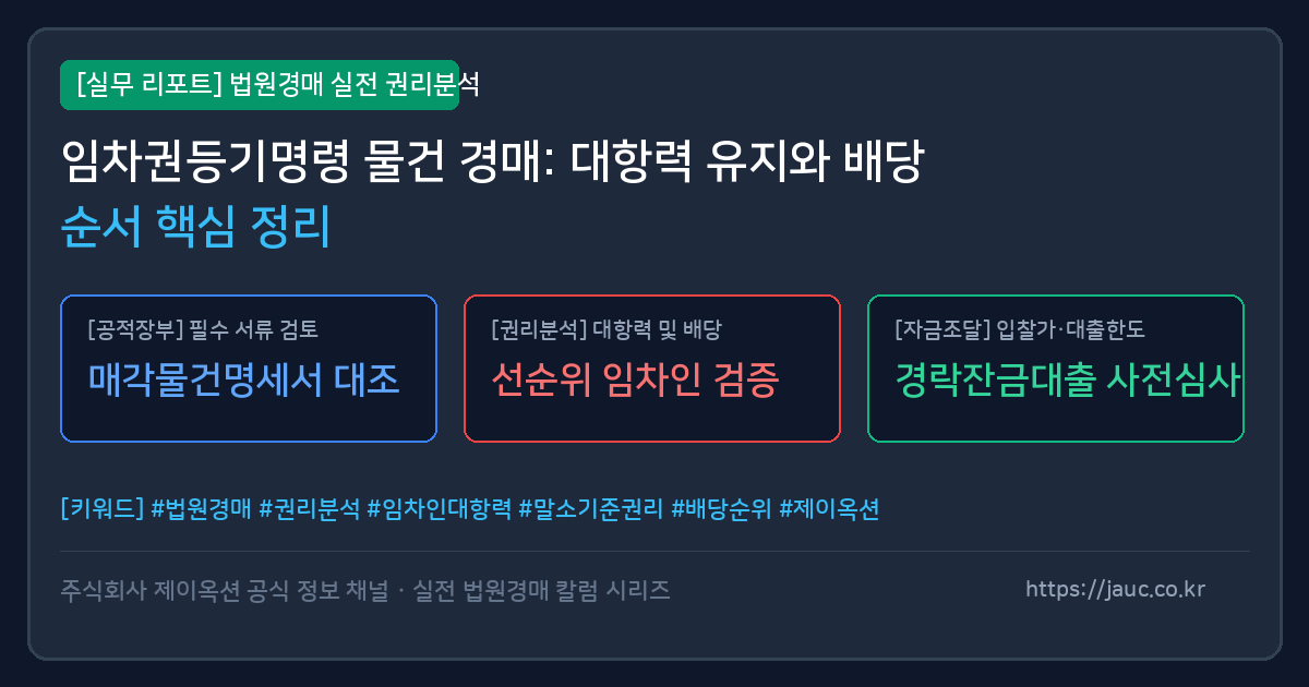 임차권등기명령 대항력과 배당 순서 요약 인포그래픽