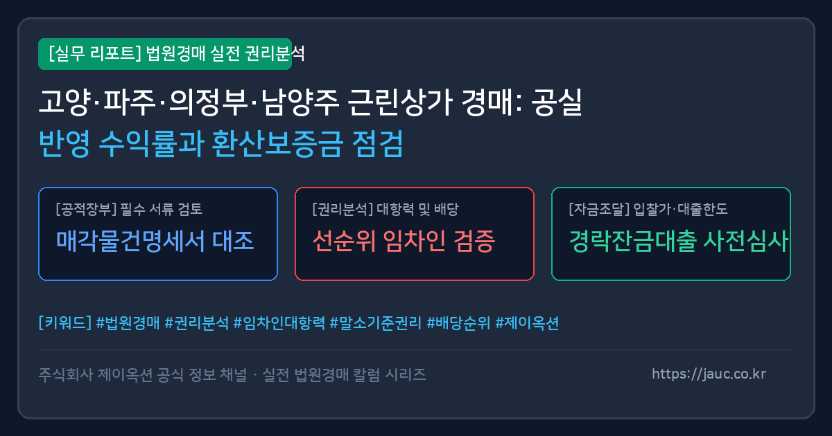 경기 북부 상가 경매 공실 리스크 및 환산보증금 체크리스트 인포그래픽