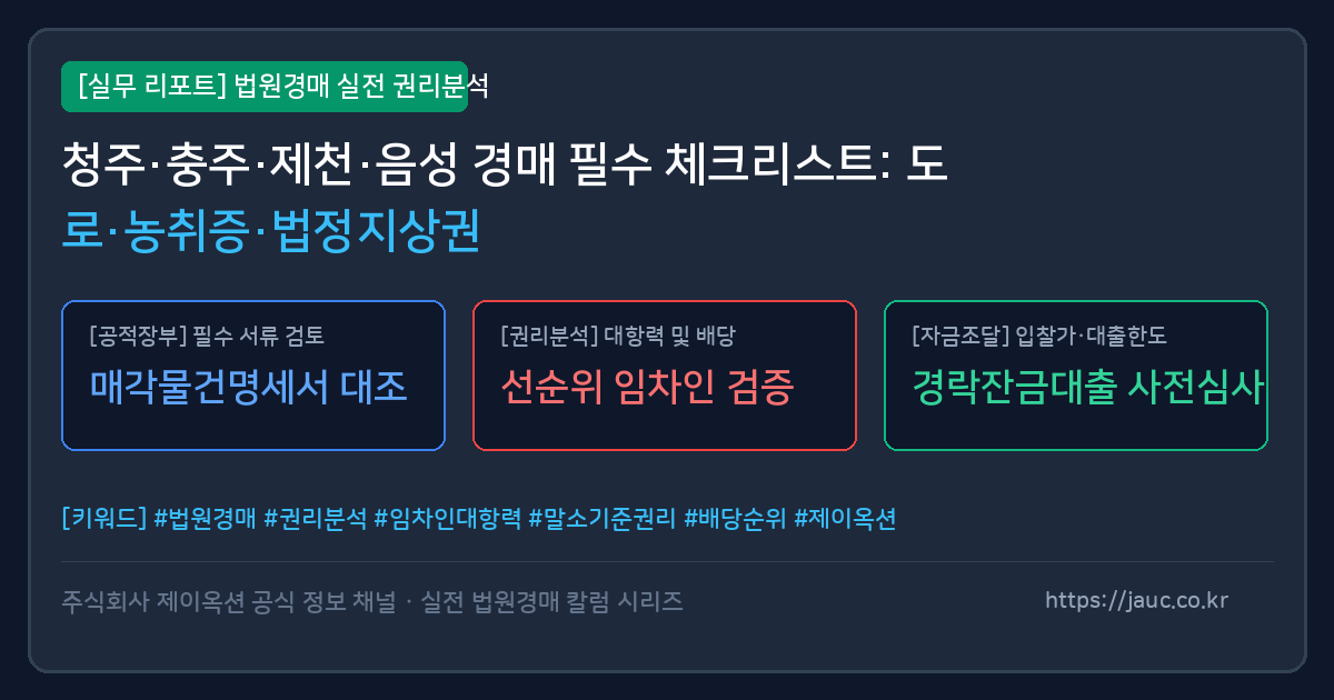충북 청주·충주·제천·음성 토지 경매 필수 체크리스트 인포그래픽
