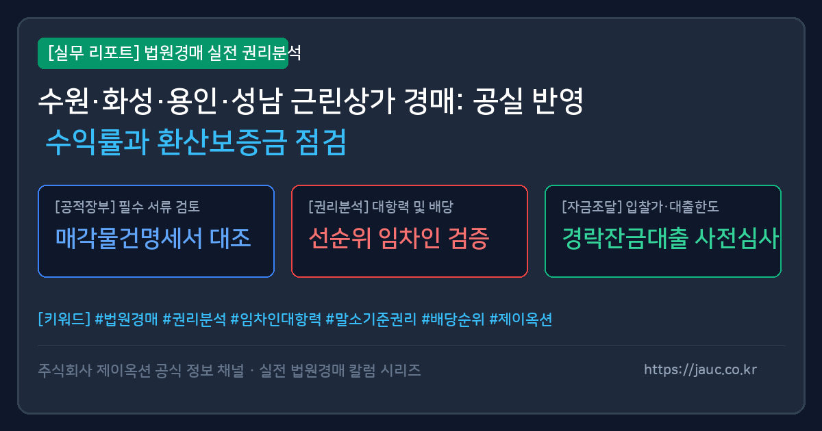 경기 수원 화성 용인 성남 상가 경매 수익률 계산 및 환산보증금 점검표 인포그래픽