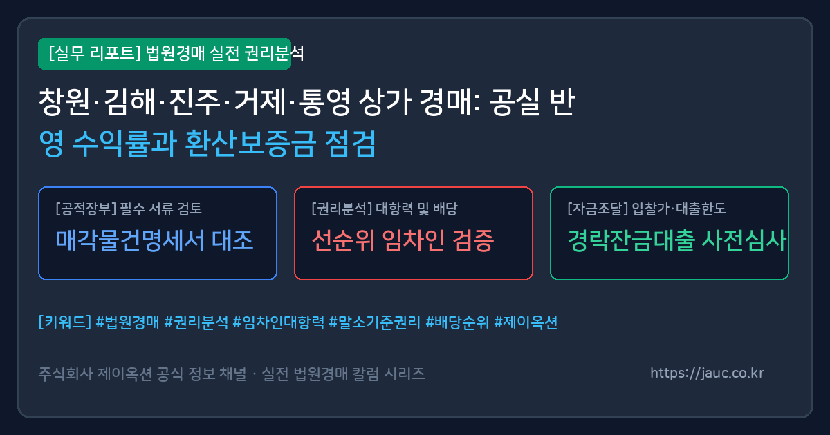 경남 상가 경매 공실 리스크 및 환산보증금 점검 리포트 카드