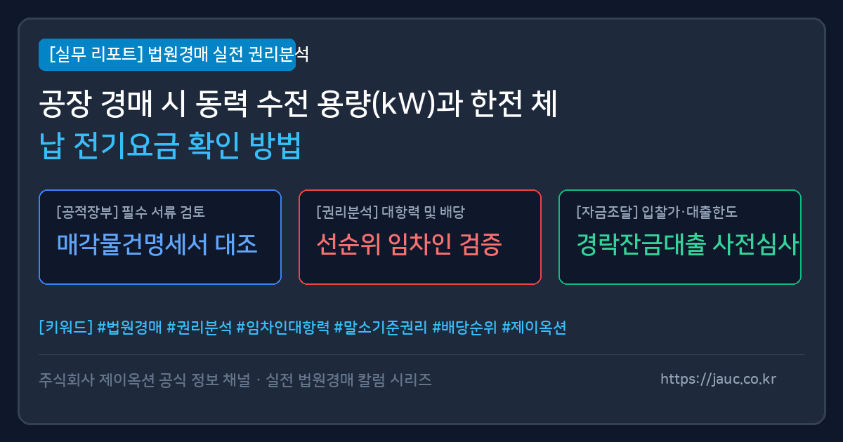 공장 동력 수전 용량 및 전기요금 체납 확인을 위한 체크리스트 그래픽