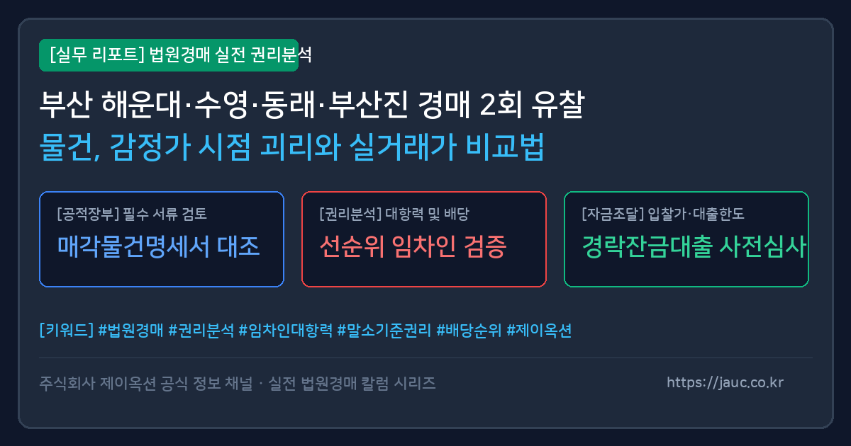 부산 경매 물건 감정가 시점 괴리와 실거래가 비교를 위한 분석 리포트 그래픽