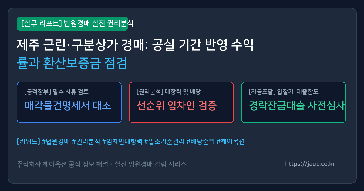 제주 상가 경매 수익률 계산 및 환산보증금 체크리스트 인포그래픽