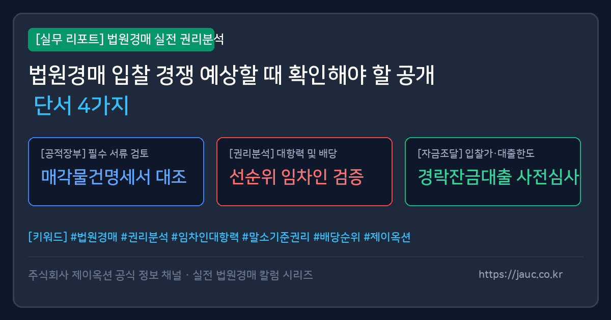 법원경매 입찰 경쟁 예상 요소를 정리한 체크리스트 그래픽