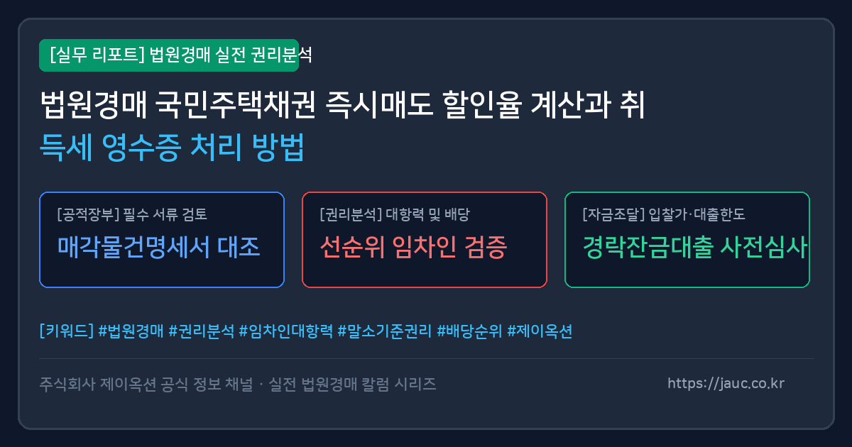 국민주택채권 즉시 매도 할인율 계산 및 취득세 영수증 준비 체크리스트