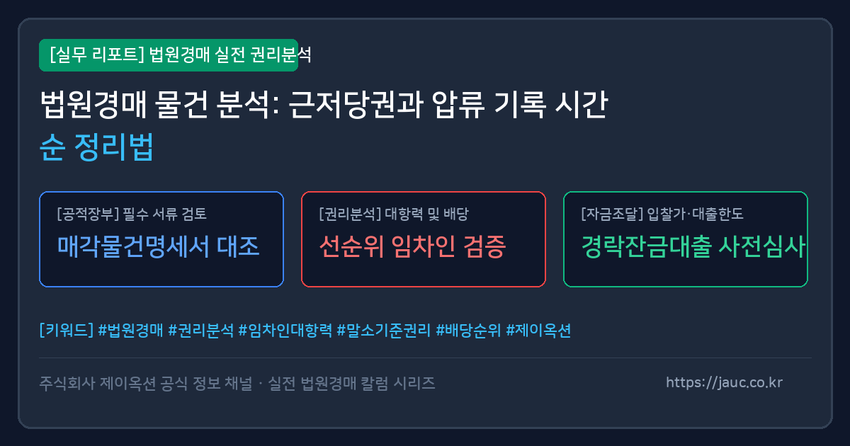 근저당권과 압류 등기 기록을 시간순으로 정리하는 방법을 나타낸 문서형 인포그래픽