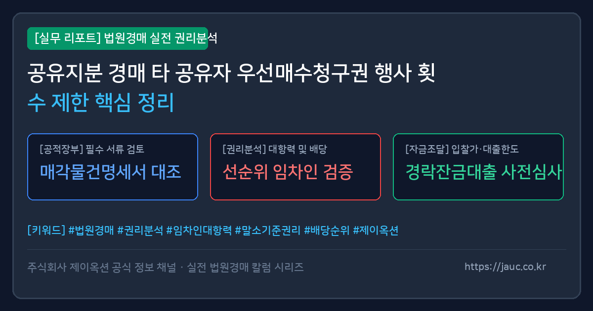 공유지분 경매 우선매수청구권 행사 횟수 제한 및 주의사항 체크리스트 그래픽