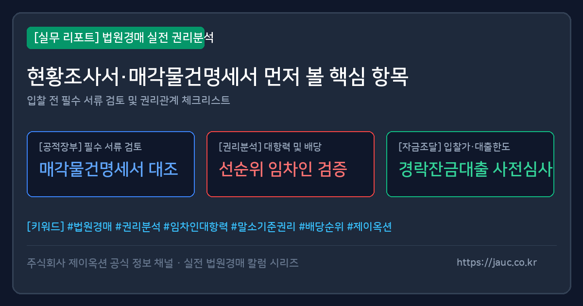 현황조사서와 매각물건명세서 핵심 확인 항목 체크리스트