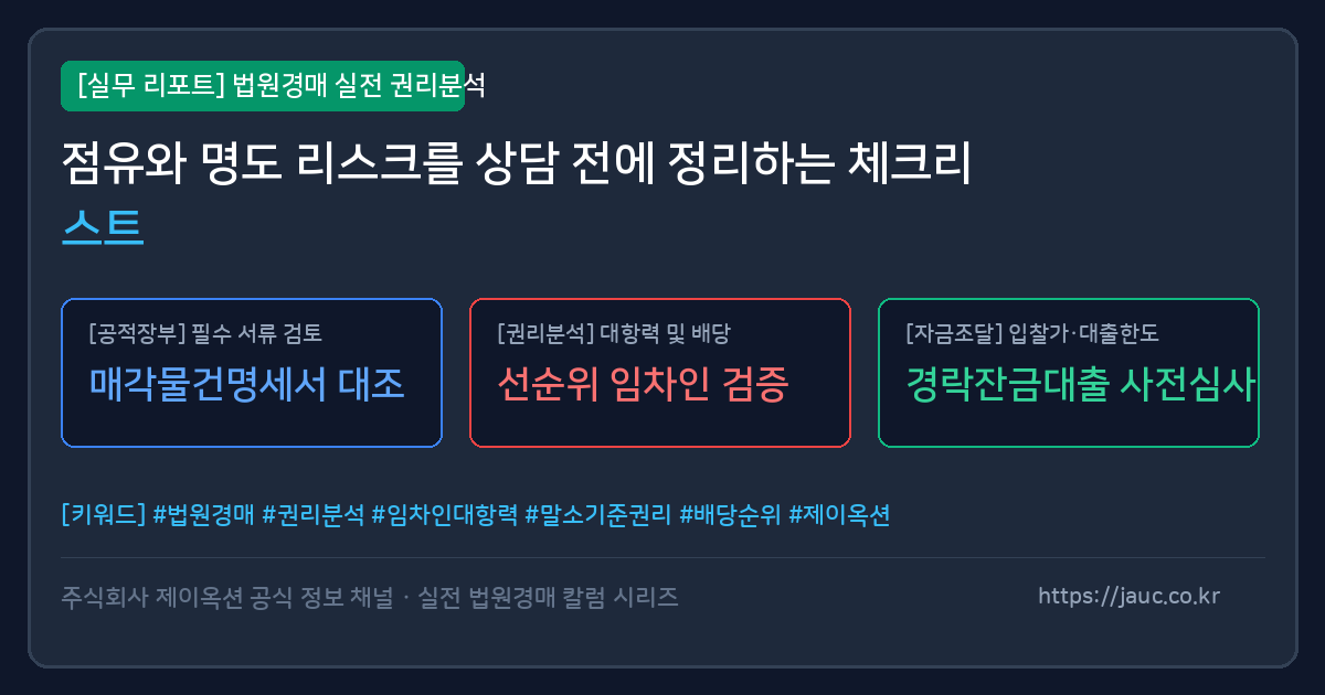 법원경매 점유와 명도 리스크 체크리스트 문서형 그래픽
